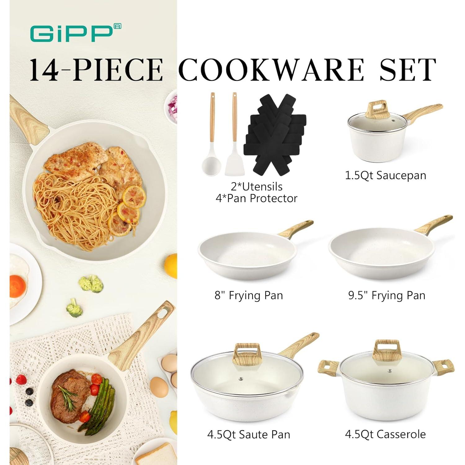 Juego de Ollas y Sartenes GiPP 14 Piezas Antiadherente