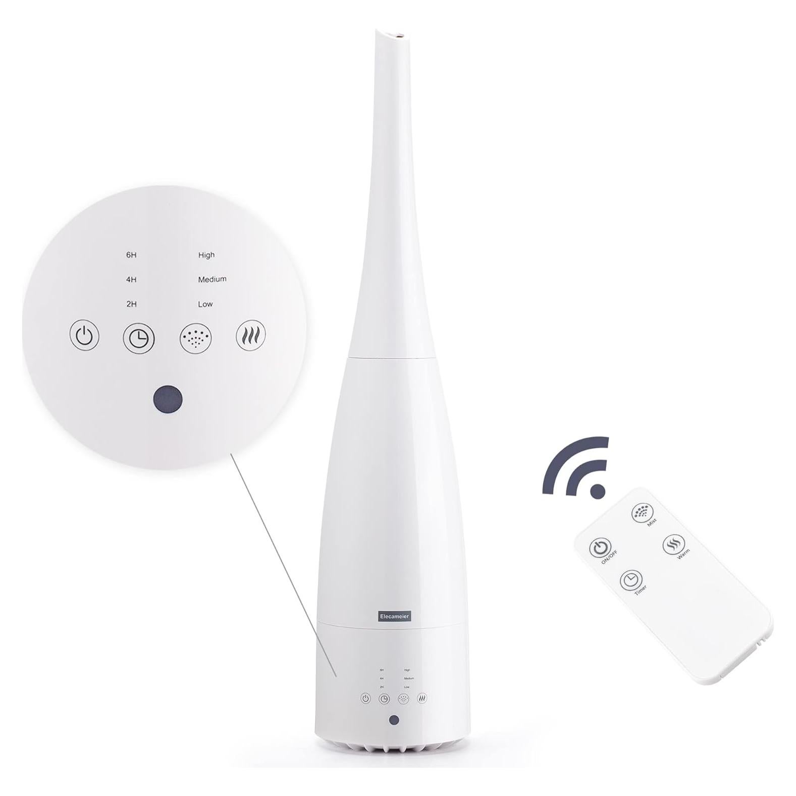 Warm and Cool Mist Humidifier for Home/Bedroom with Remote Control 2.3L Smart Air Humidifier for Desk/Office/Bedroom 25dB Whisper Quiet with Auto Shut off