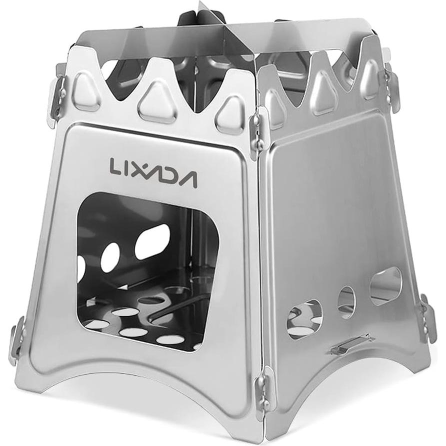 Estufa de Madera Plegable Lixada de Acero Inoxidable 358g