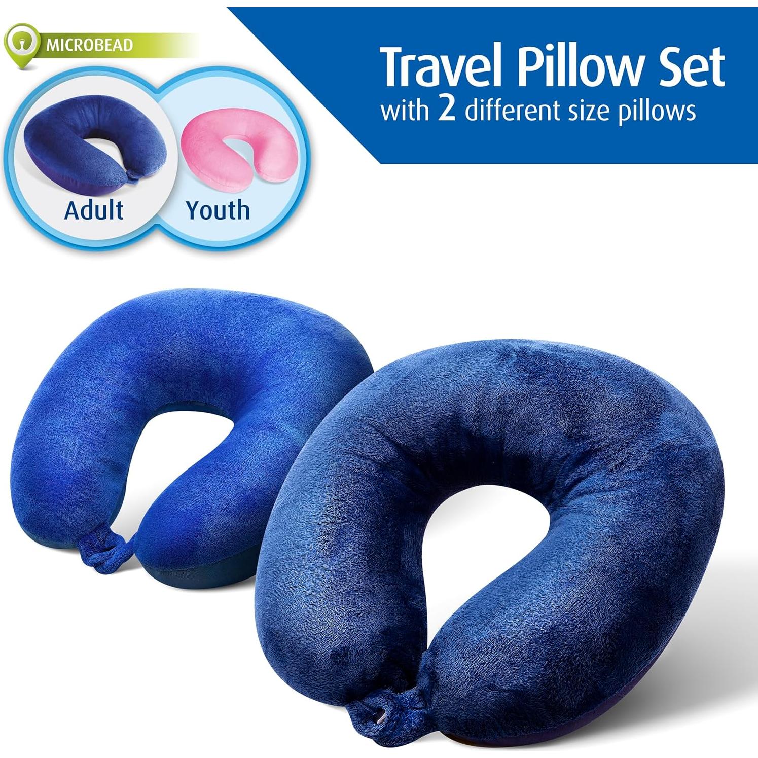 Almohadas de Viaje Cloudz - Juego de 2 Microperlas Azul