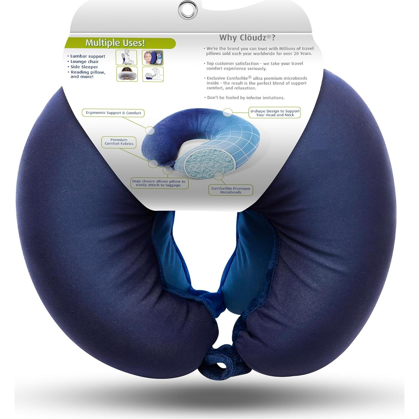 Almohadas de Viaje Cloudz - Juego de 2 Microperlas Azul