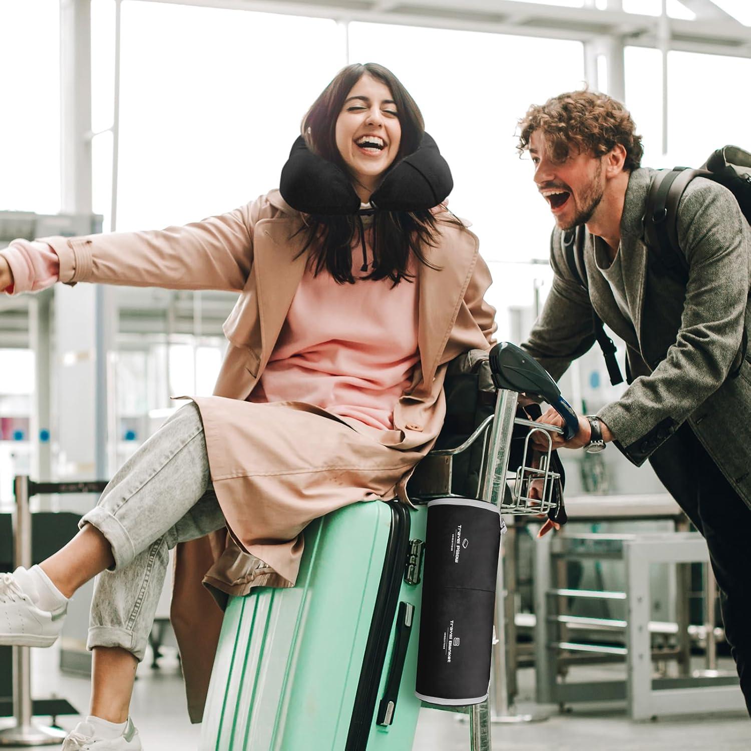 Juego de Almohada y Manta de Viaje Urnexttour Espuma de Memoria