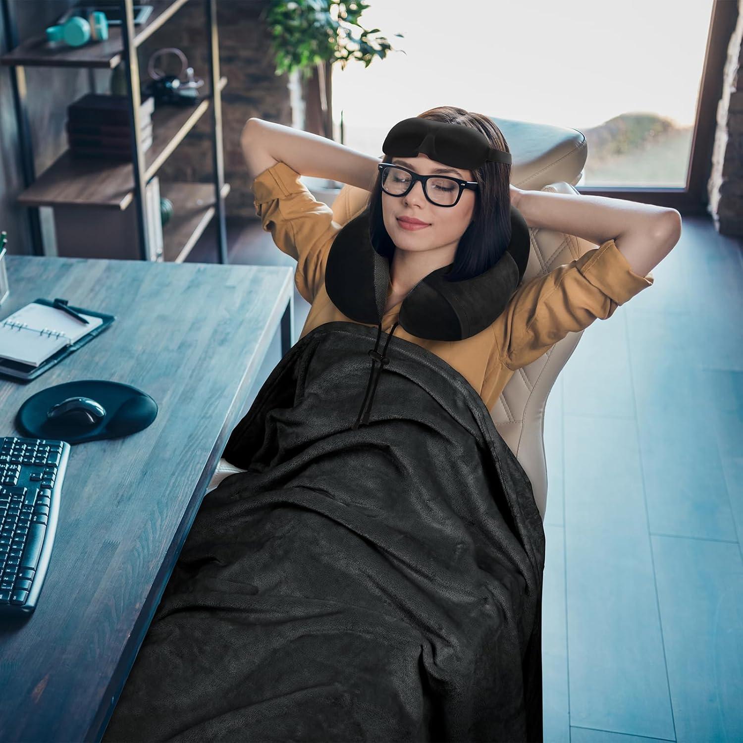 Juego de Almohada y Manta de Viaje Urnexttour Espuma de Memoria