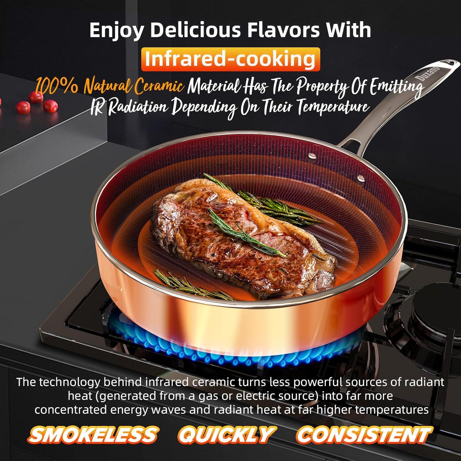 Juego de Ollas y Sartenes DUXANO 14 Piezas Cerámica Antiadherente