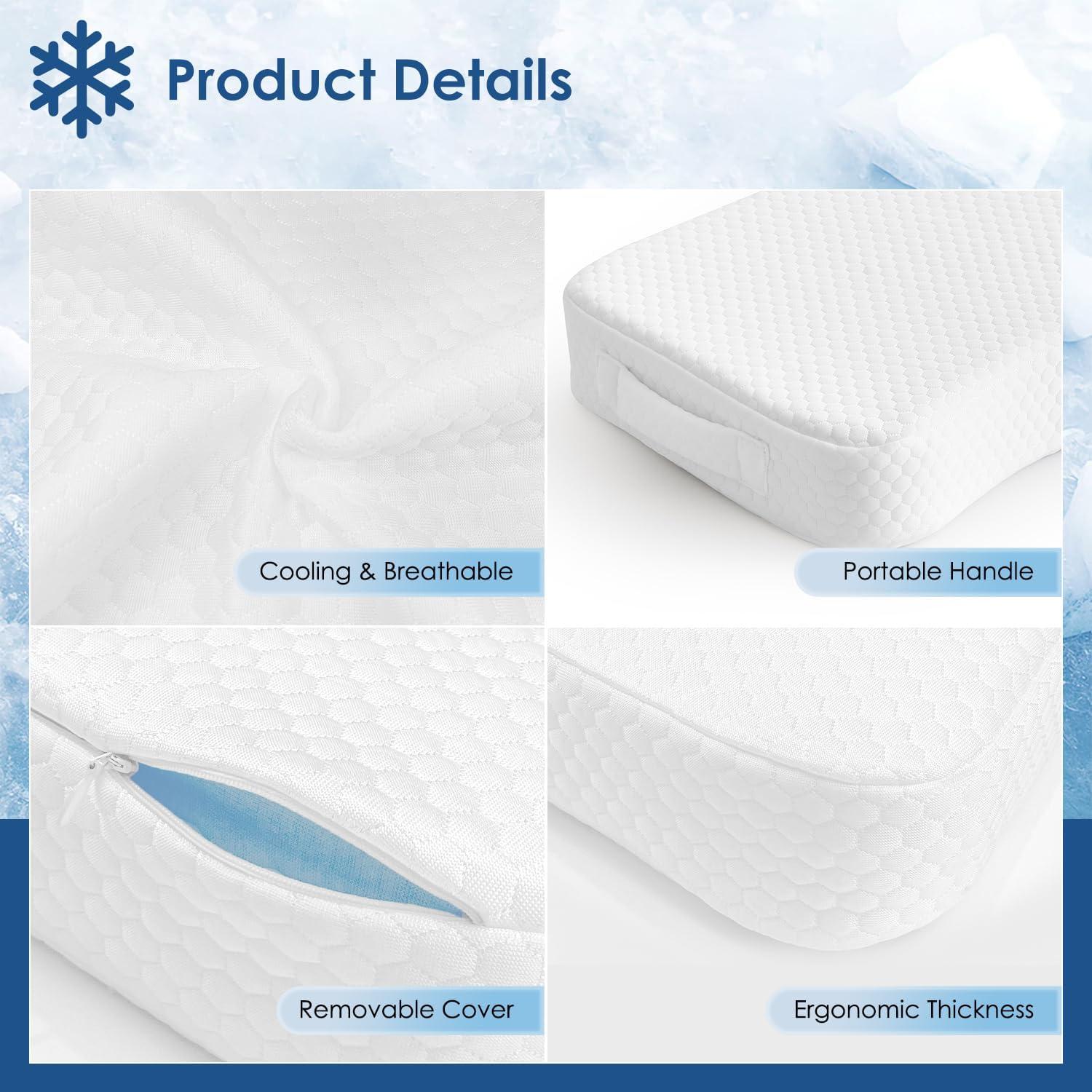 Cooling Leg Pillow for Side Sleepers 100% Cooling Fabric Knee Pillow for Side Sleeping, Leg Elevation Memory Foam Pillow for Hip/Back/Sciatica Pain Relief Helps Spine Alignment -13"x19" (Cooling, S)