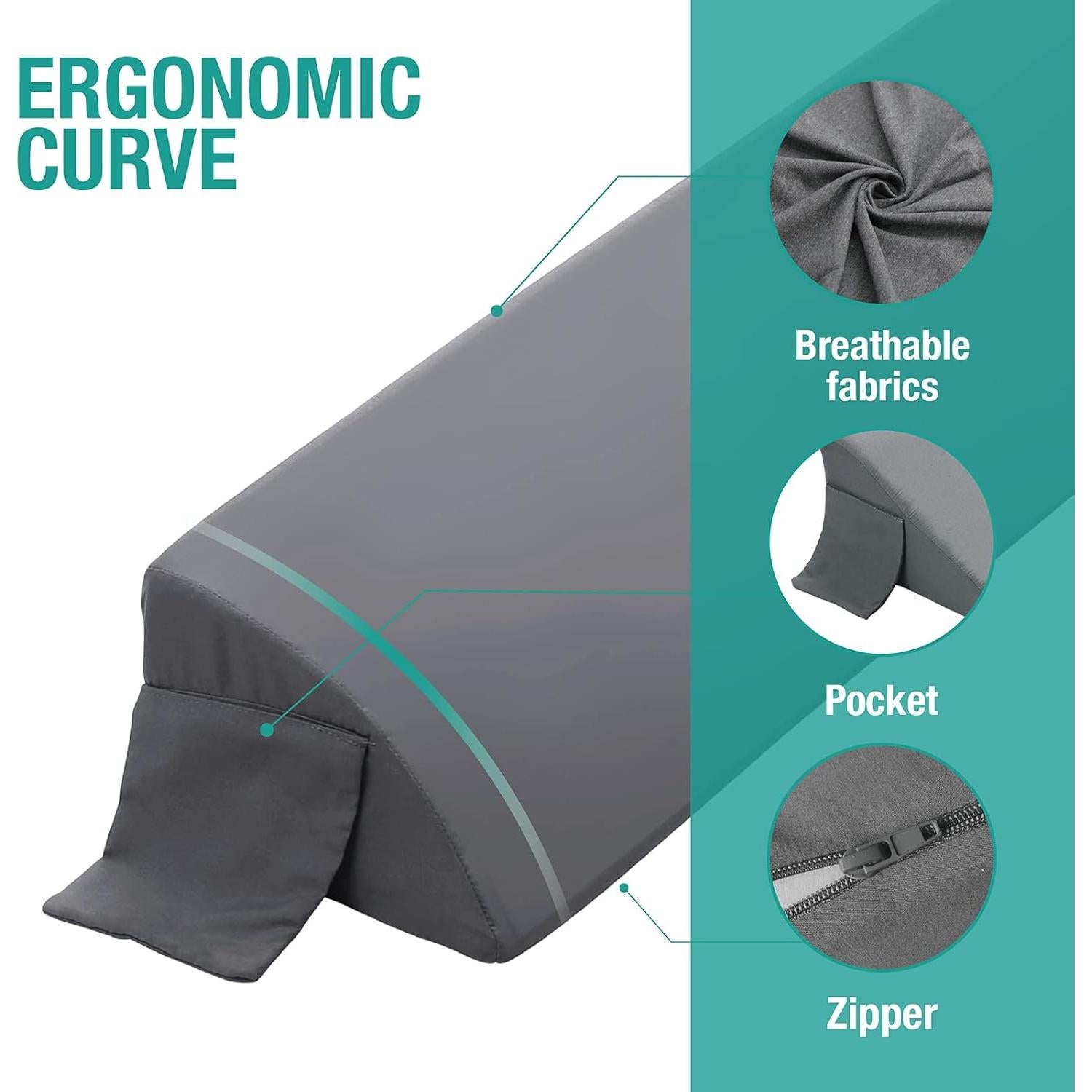 Almohada Wedge Vekkia Doble XL Gris 99 cm x 25 cm x 15 cm