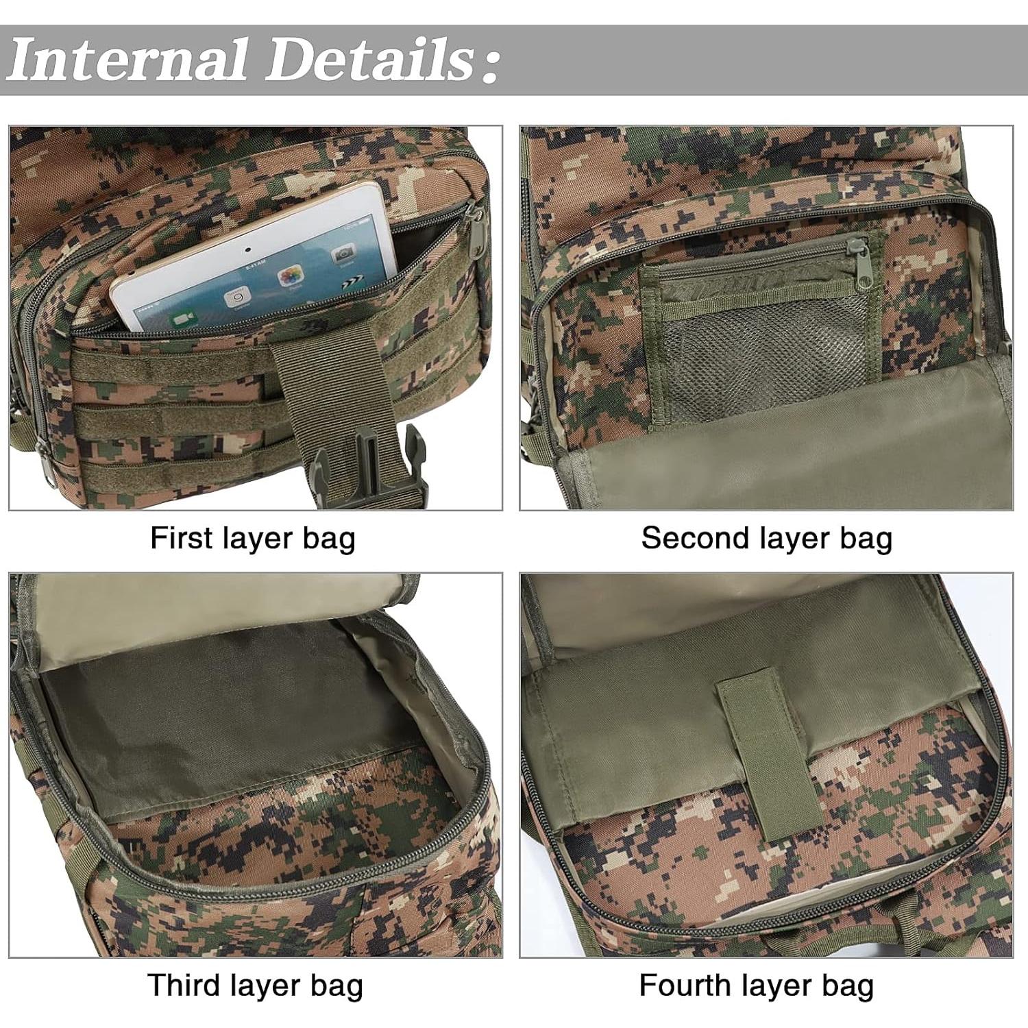 Mochila Táctica Militar LIMHOO 35L Impermeable Jungle Digital