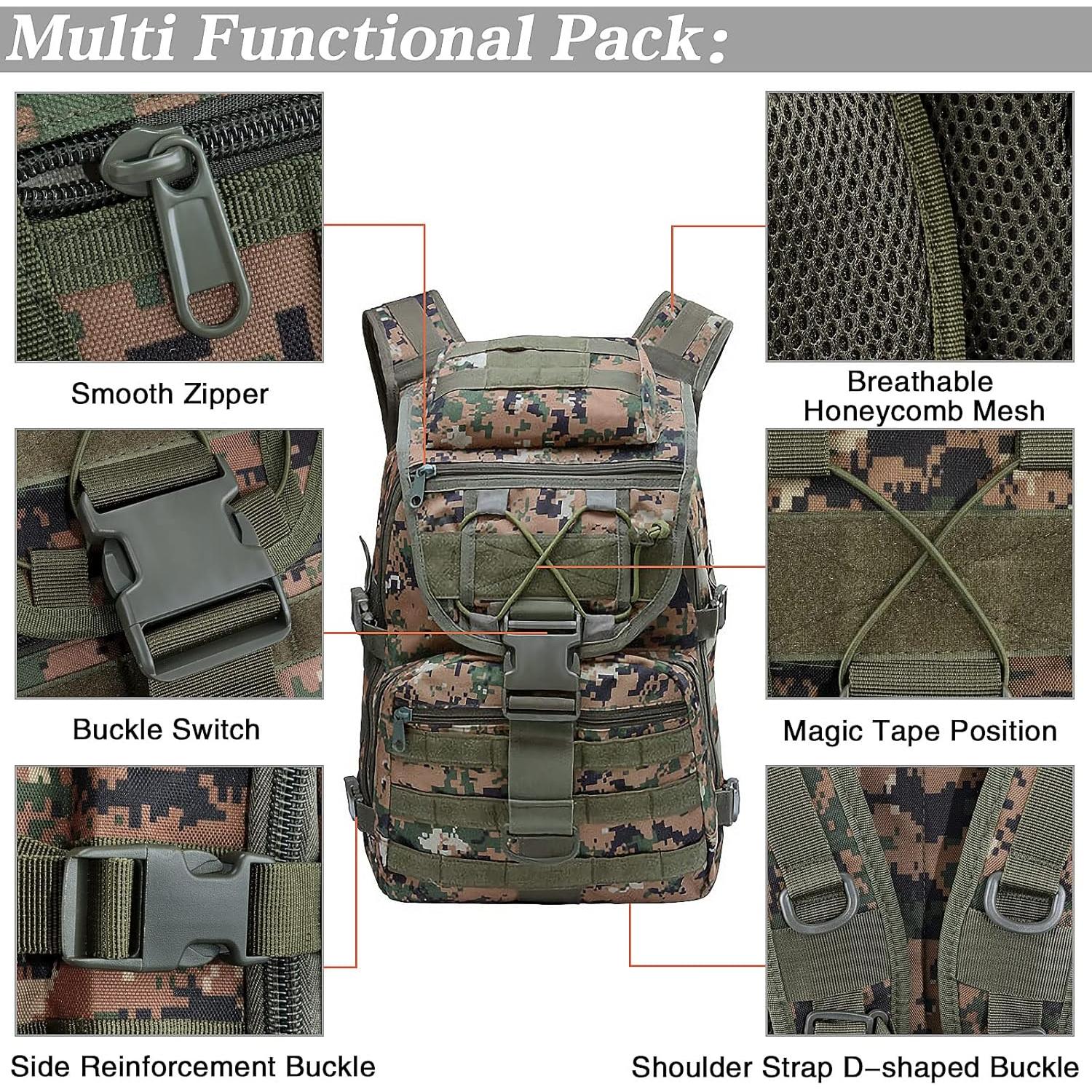 Mochila Táctica Militar LIMHOO 35L Impermeable Jungle Digital