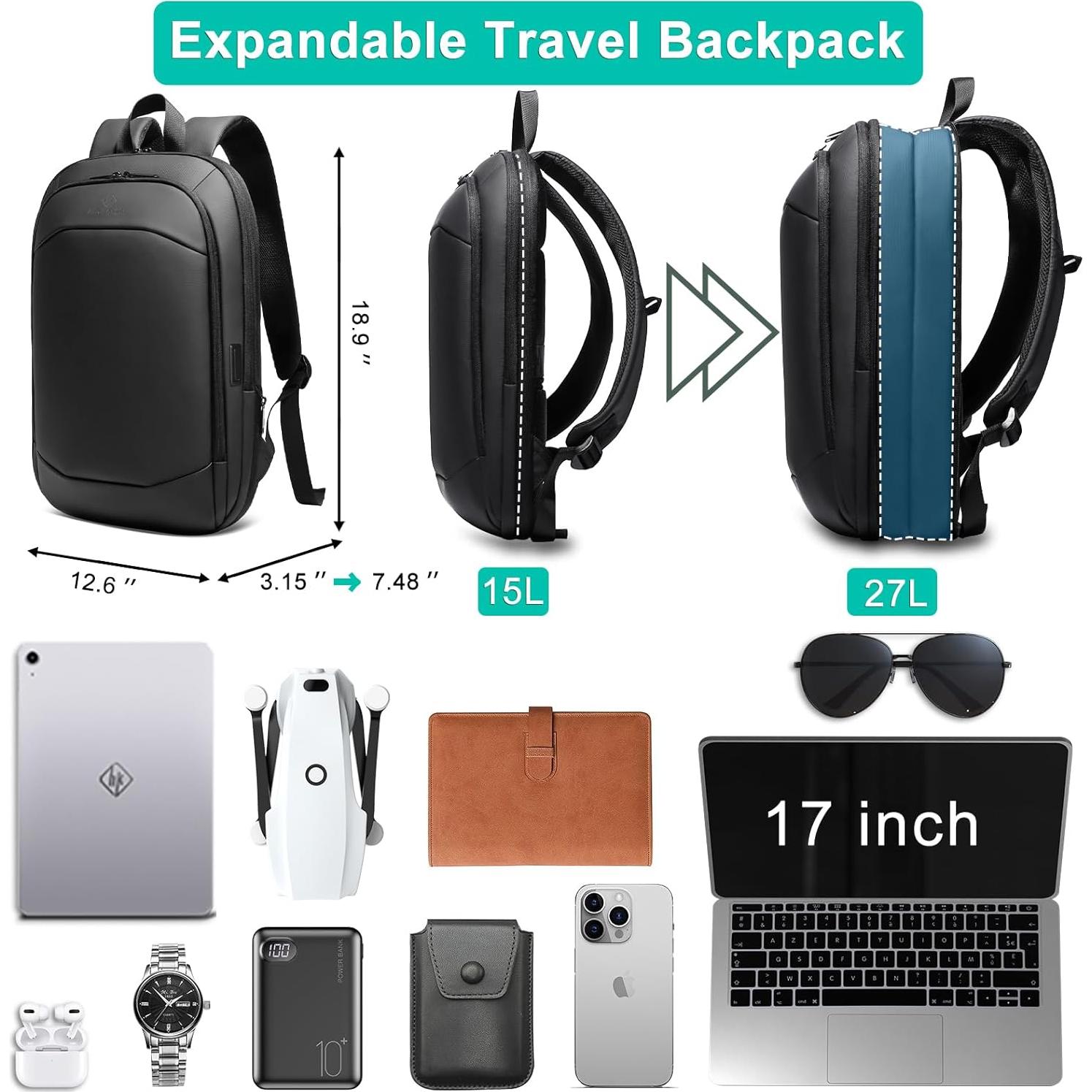 Mochila de Negocios HK 17" Impermeable con Carga USB