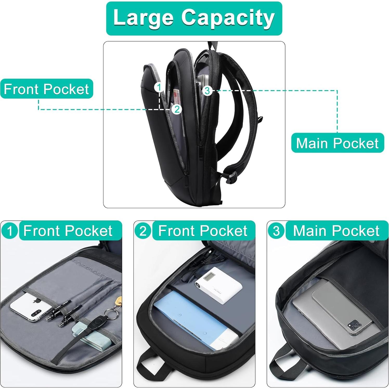 Mochila de Negocios HK 17" Impermeable con Carga USB