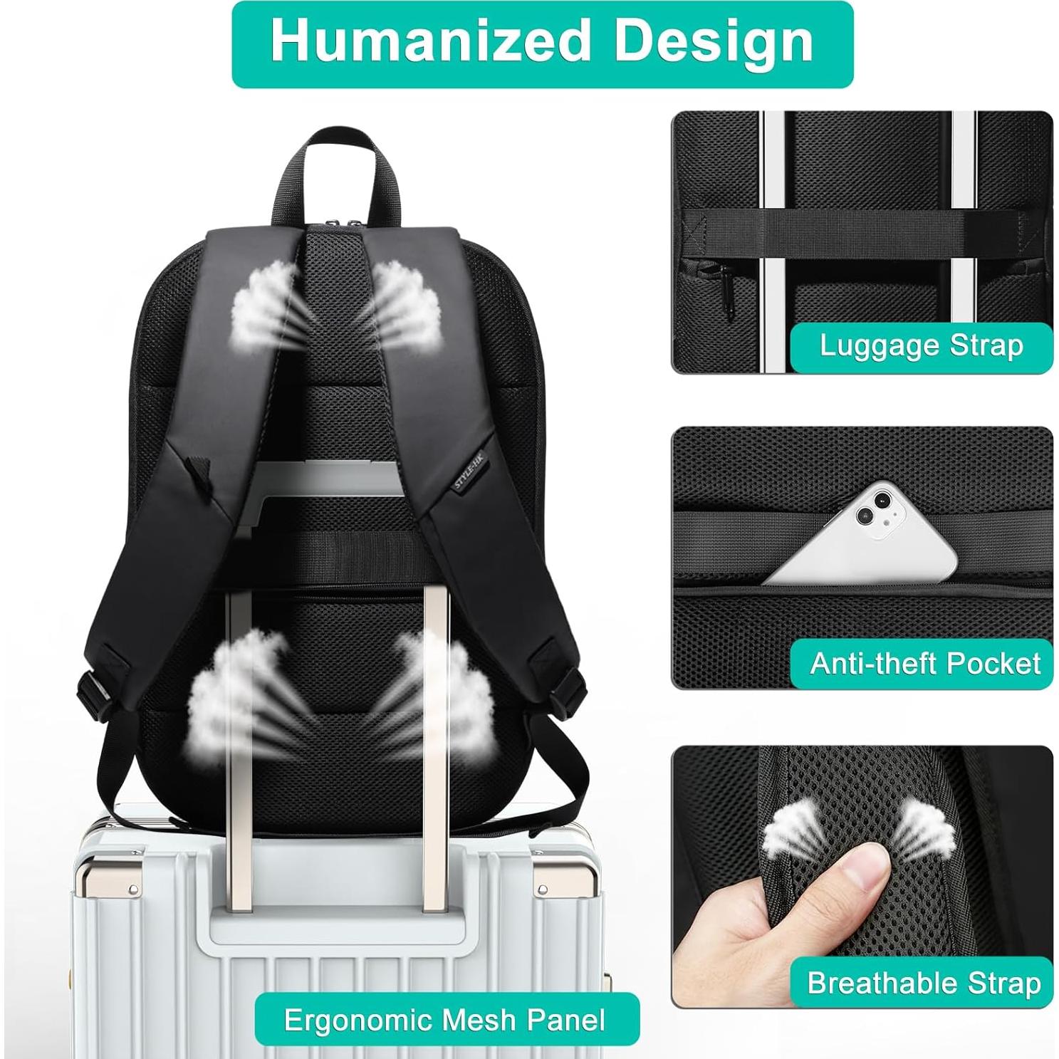 Mochila de Negocios HK 17" Impermeable con Carga USB