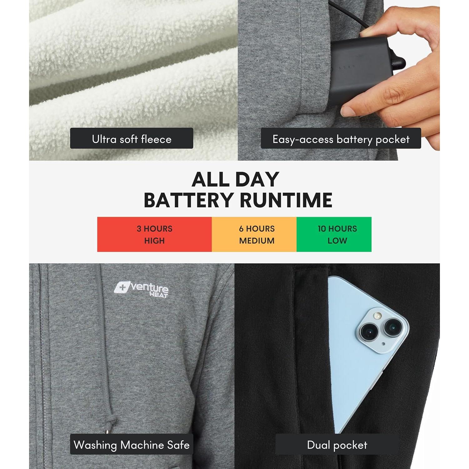 Chaqueta Calentada Unisex Venture Heat Bluetooth 7.4V - Negro