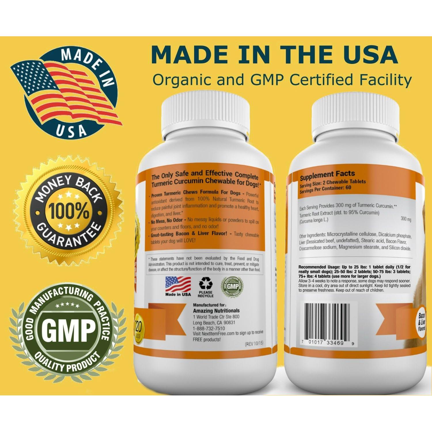 Suplemento Antioxidante para Perros Cúrcuma Asombrosa 120 Masticables