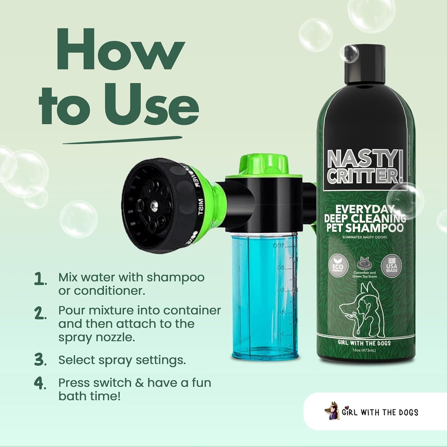 Dispensador de Jabón y Champú para Mascotas Chica con los Perros