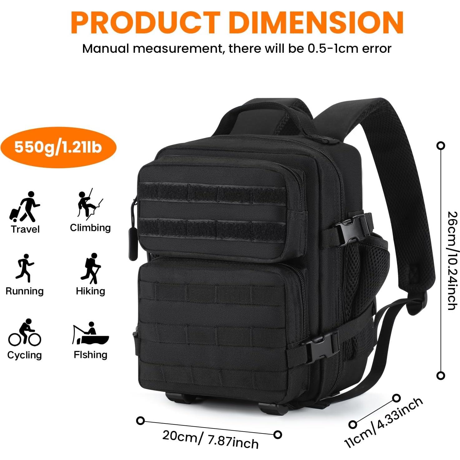 Mochila Táctica Mini Huntvp 9L Impermeable Negra