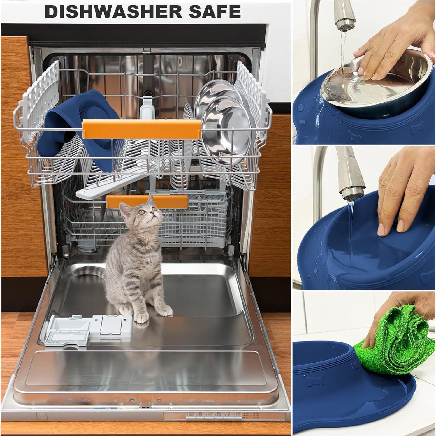 Cuencos Dobles para Perros AsFrost Acero Inoxidable 12oz Azul