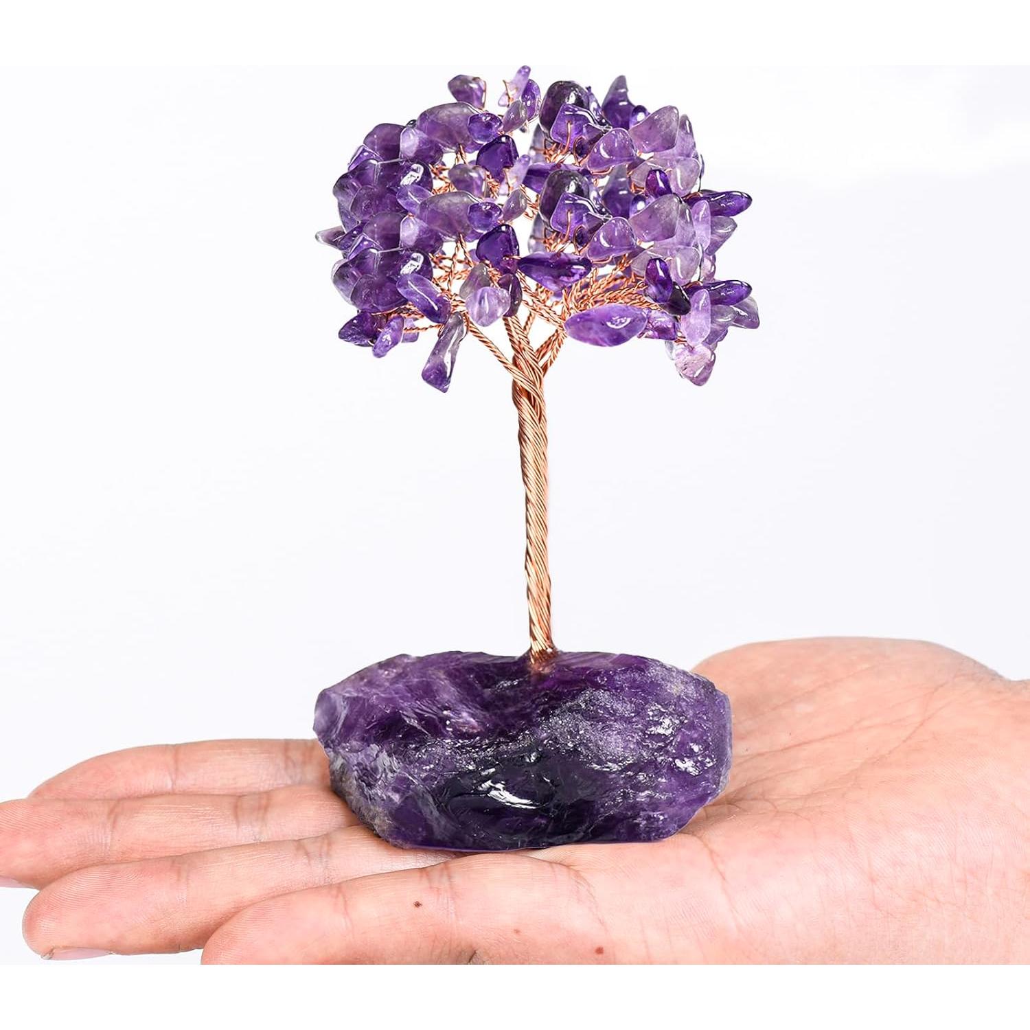 Amethyst Crystal Tree of Life,Money Tree Decorations,Crystals and Healing Stones,Reiki Positive Energy Gemstones,Purple Room Office Desk Feng Shui Decor Meditation Gifts for Women