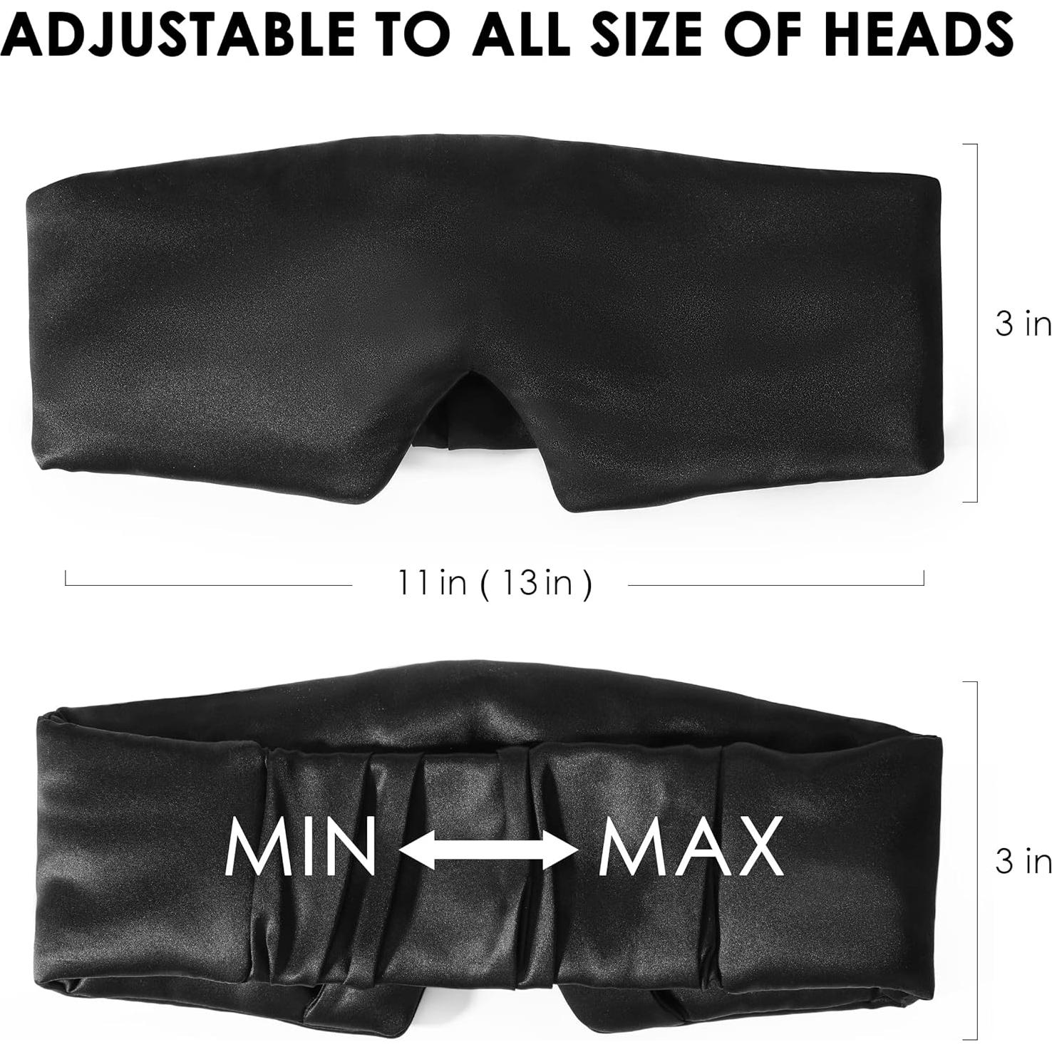 Máscara de Sueño de Seda FRESHME Negra 100% Pura y Cómoda