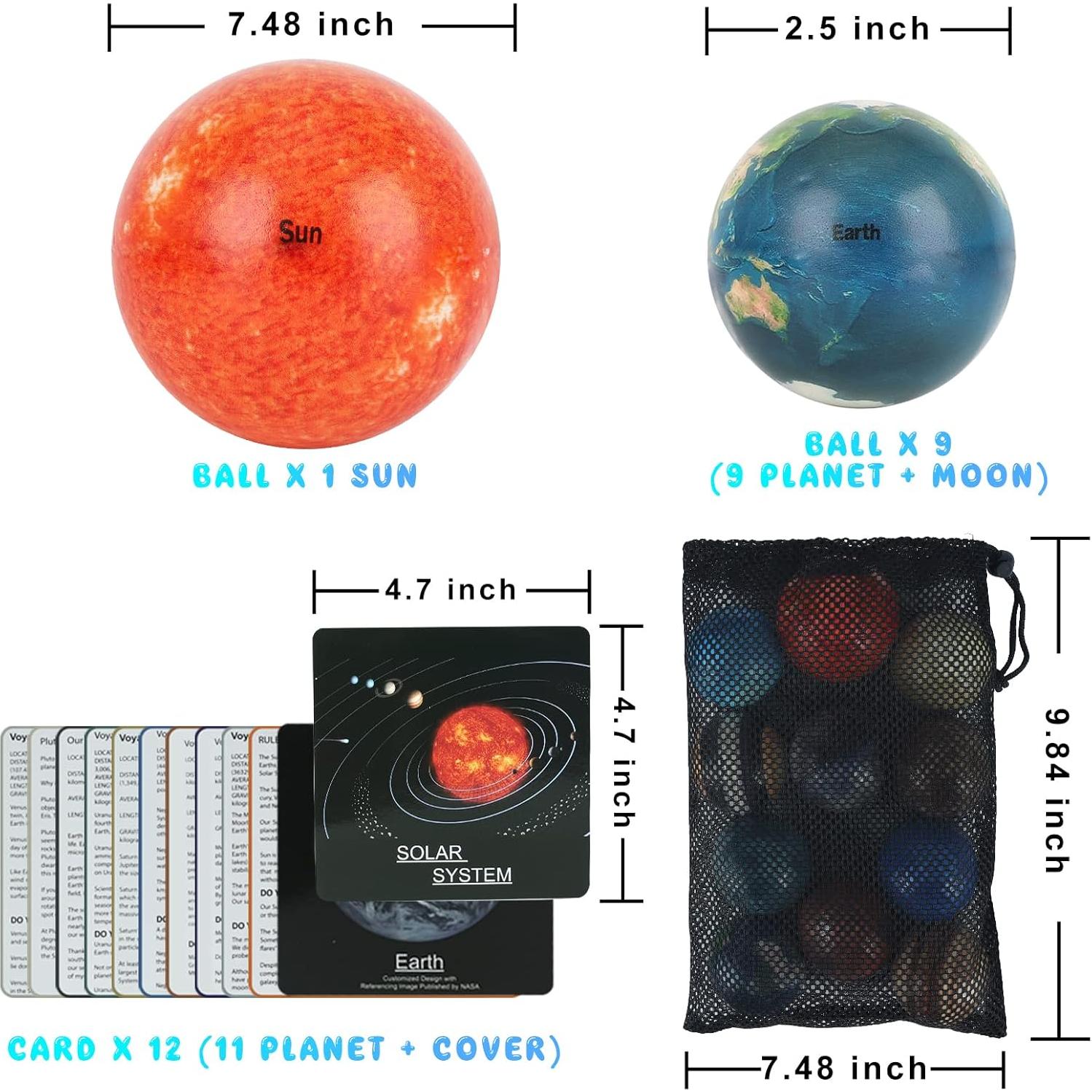 Solar System Stress Ball for Kids and Adult 11 Piece, with mesh Storing Bag, Anti Stress Solar Planets Balls (Planet Balls)