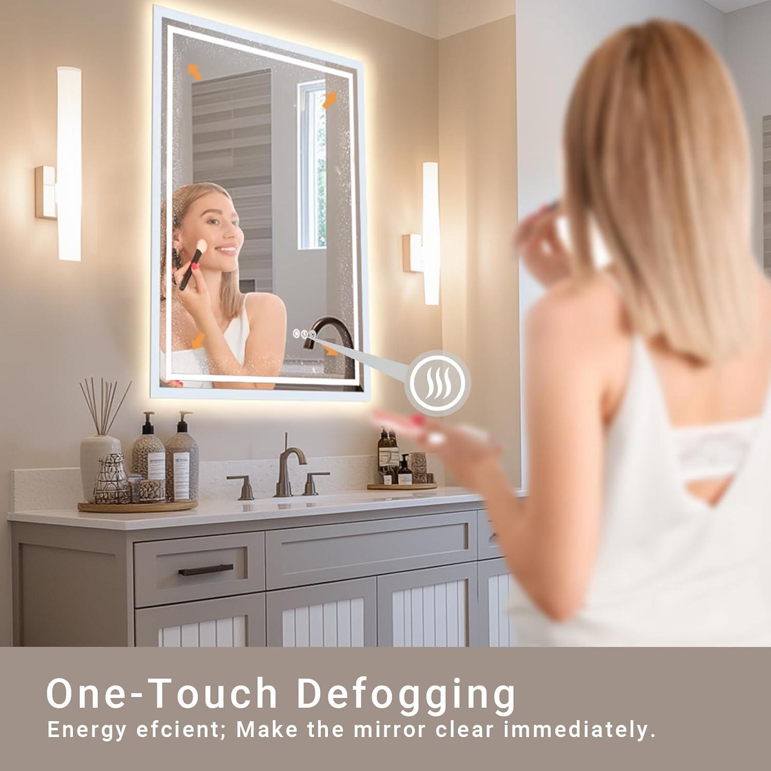 Espejo de baño LED AFMMFA 60.96x81.28 cm con anti-vaho