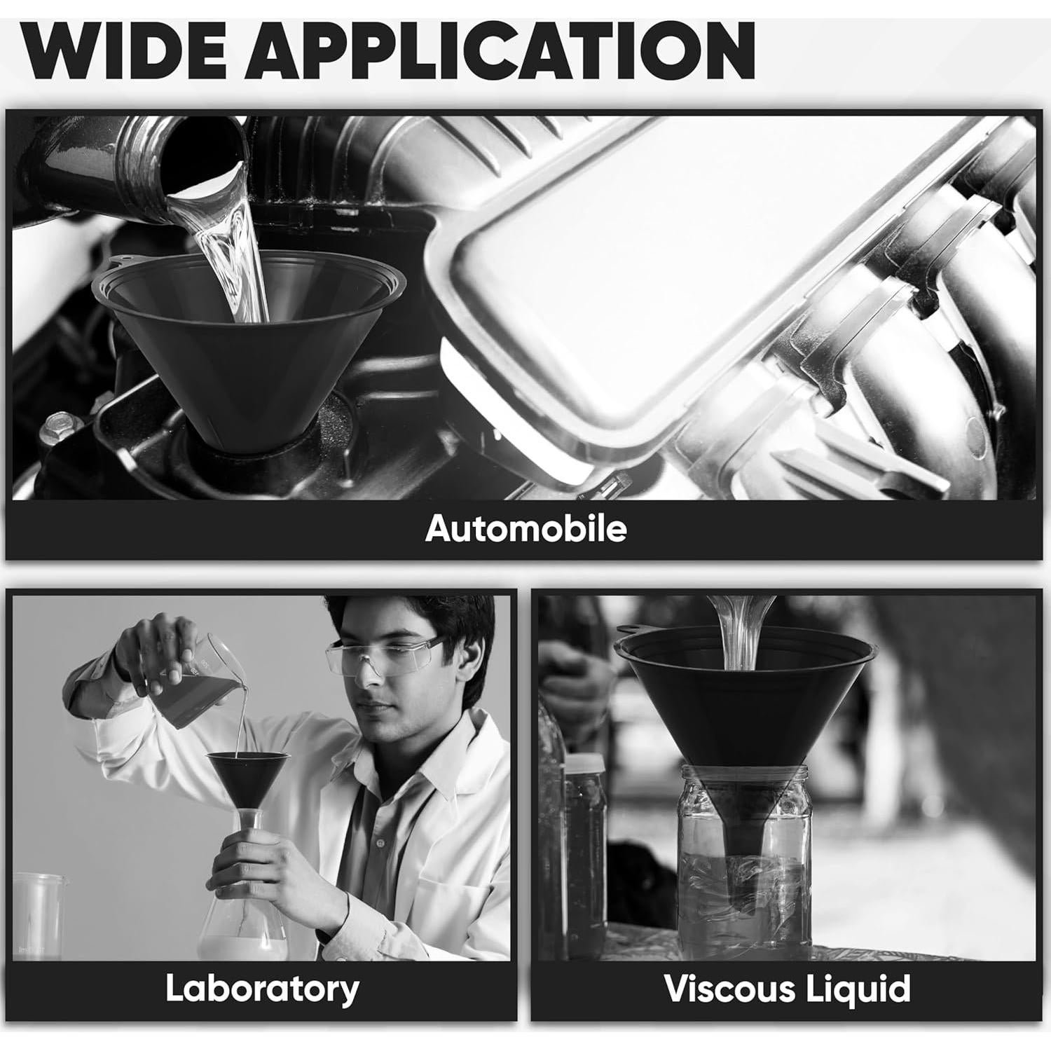 Set de 4 Embudos de Cocina LIQVEE - Plástico Ecológico Negro