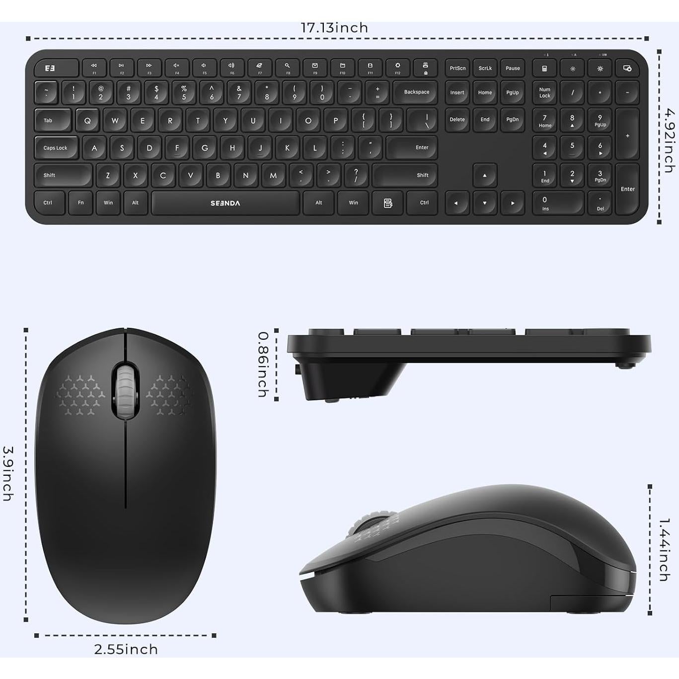 Combo Teclado y Ratón Inalámbrico Seenda USB Silencioso
