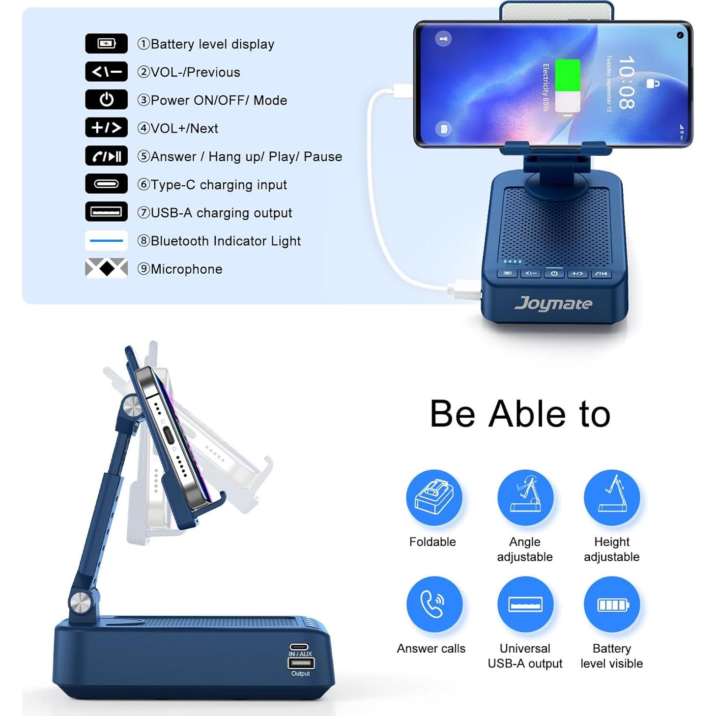 Soporte para Teléfono Bluetooth Joymate 3 en 1 Carga 5000mAh