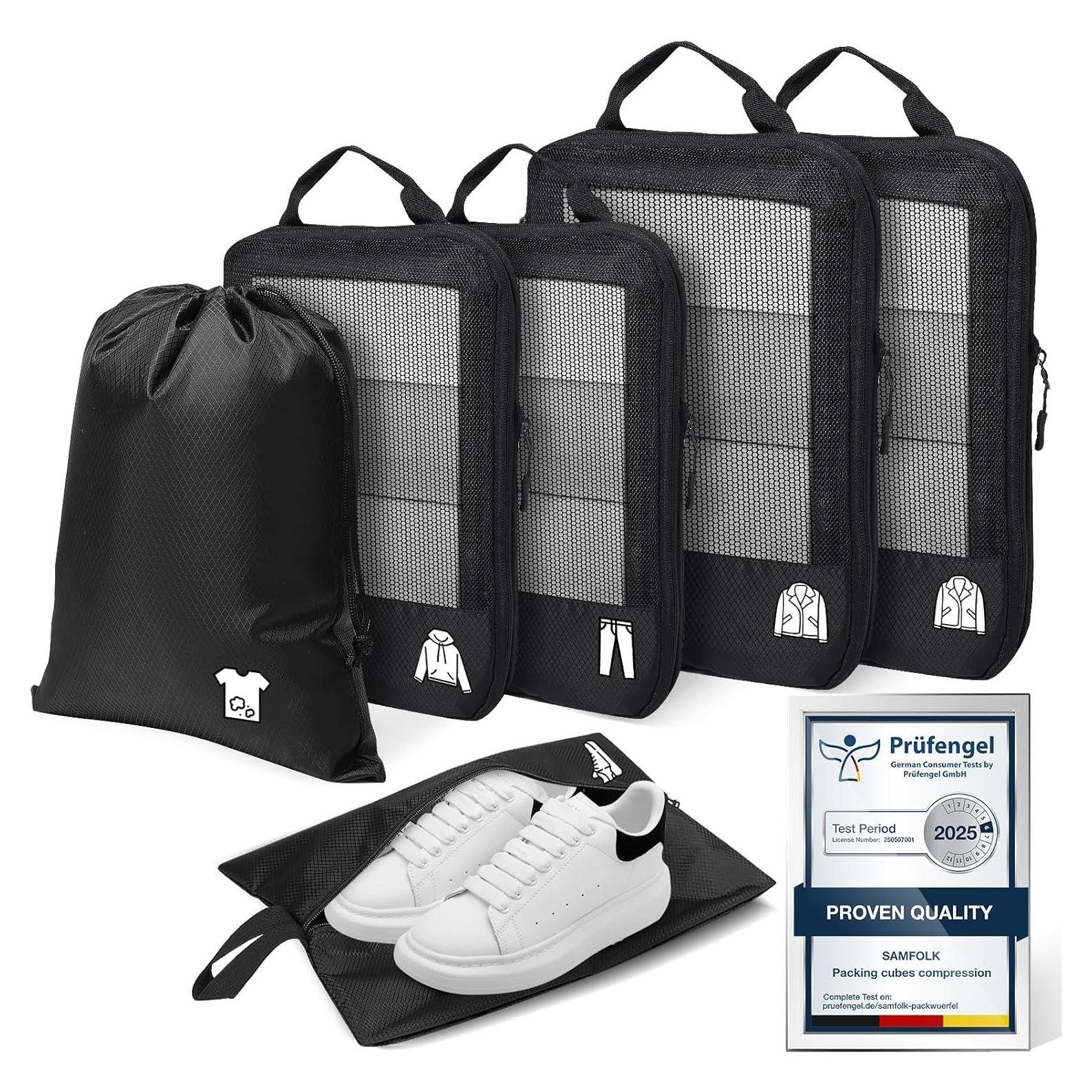 Juego de 6 Cubos de Compresión Samfolk para Viajes - Negro