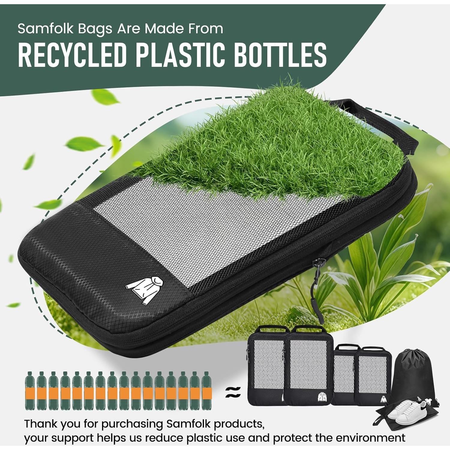 Juego de 6 Cubos de Compresión Samfolk para Viajes - Negro