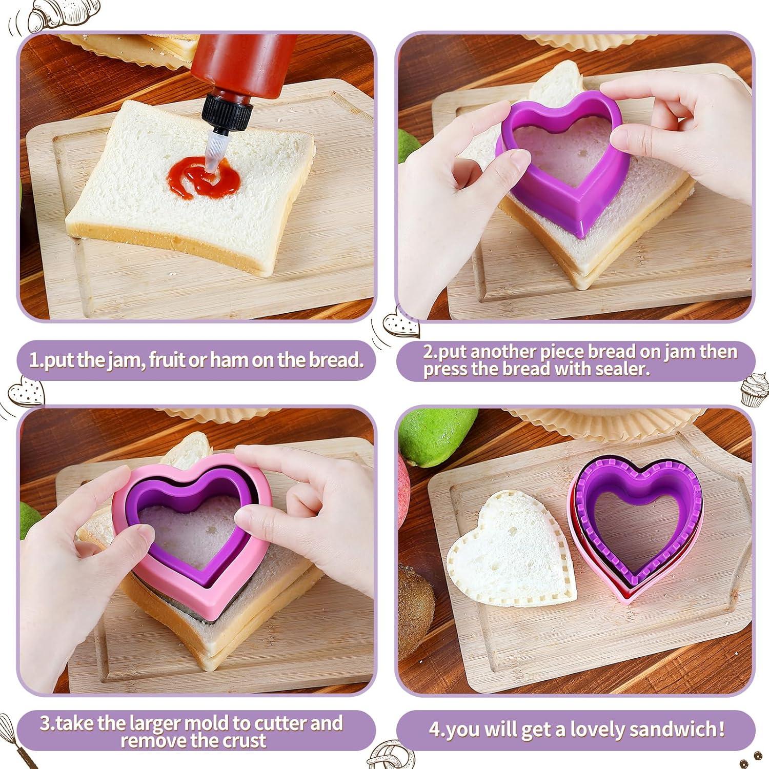 NEW LIVE 4 Pcs Sandwich Cutters for Kids Uncrustables Sandwich Maker Bread Decruster Pancake Maker 4 Pcs Small Cookie Cutters