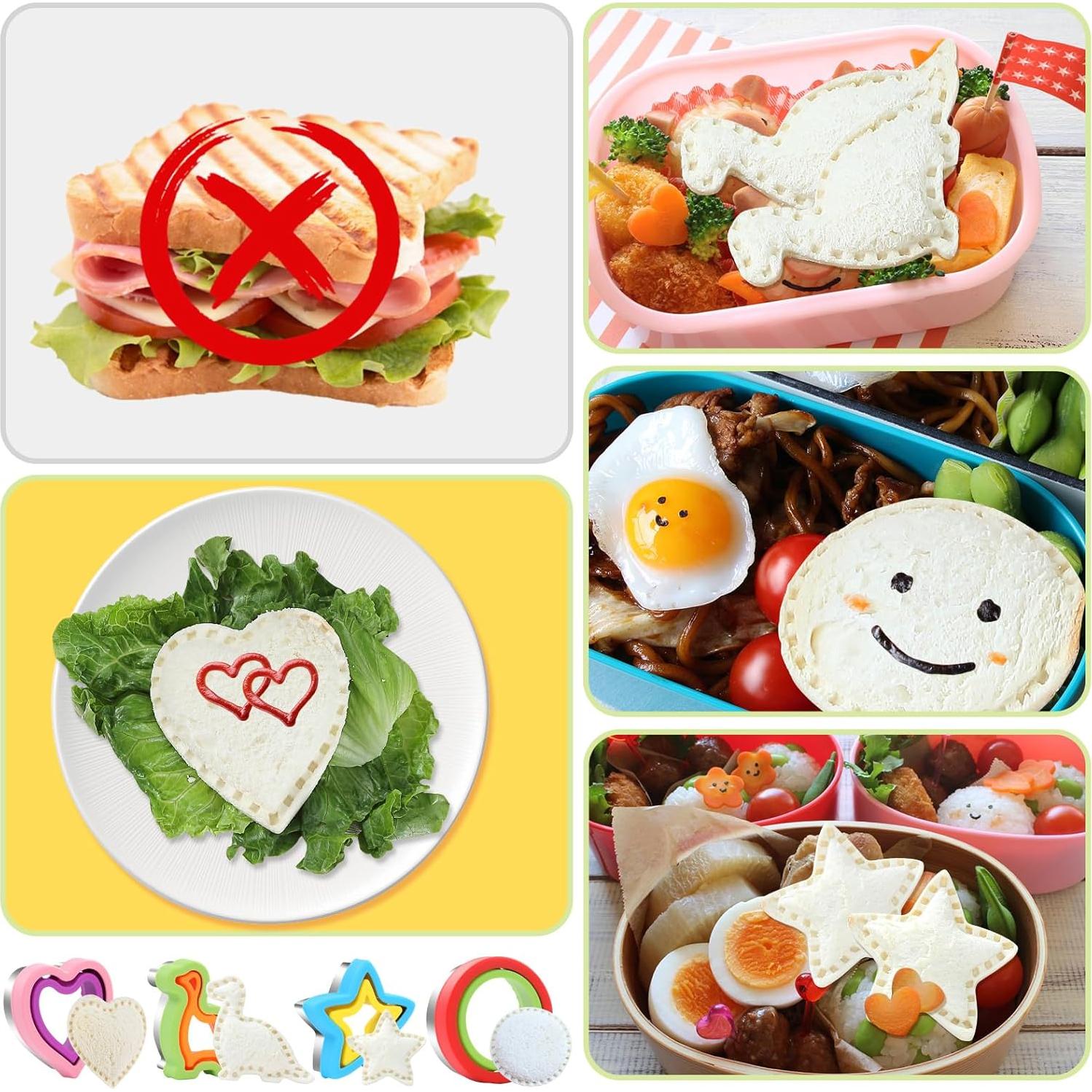 NEW LIVE 4 Pcs Sandwich Cutters for Kids Uncrustables Sandwich Maker Bread Decruster Pancake Maker 4 Pcs Small Cookie Cutters