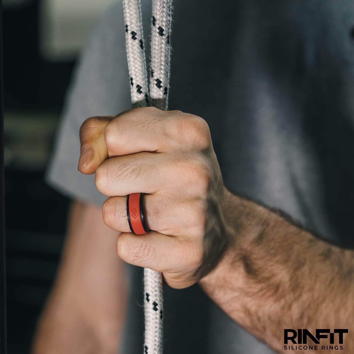 Anillo de Silicona Rinfit para Hombres 9mm Negro y Rojo