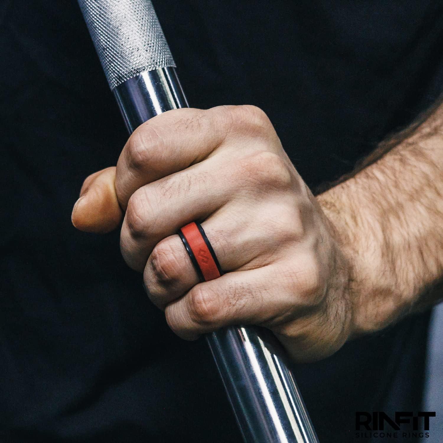 Anillo de Silicona Rinfit para Hombres 9mm Negro y Rojo