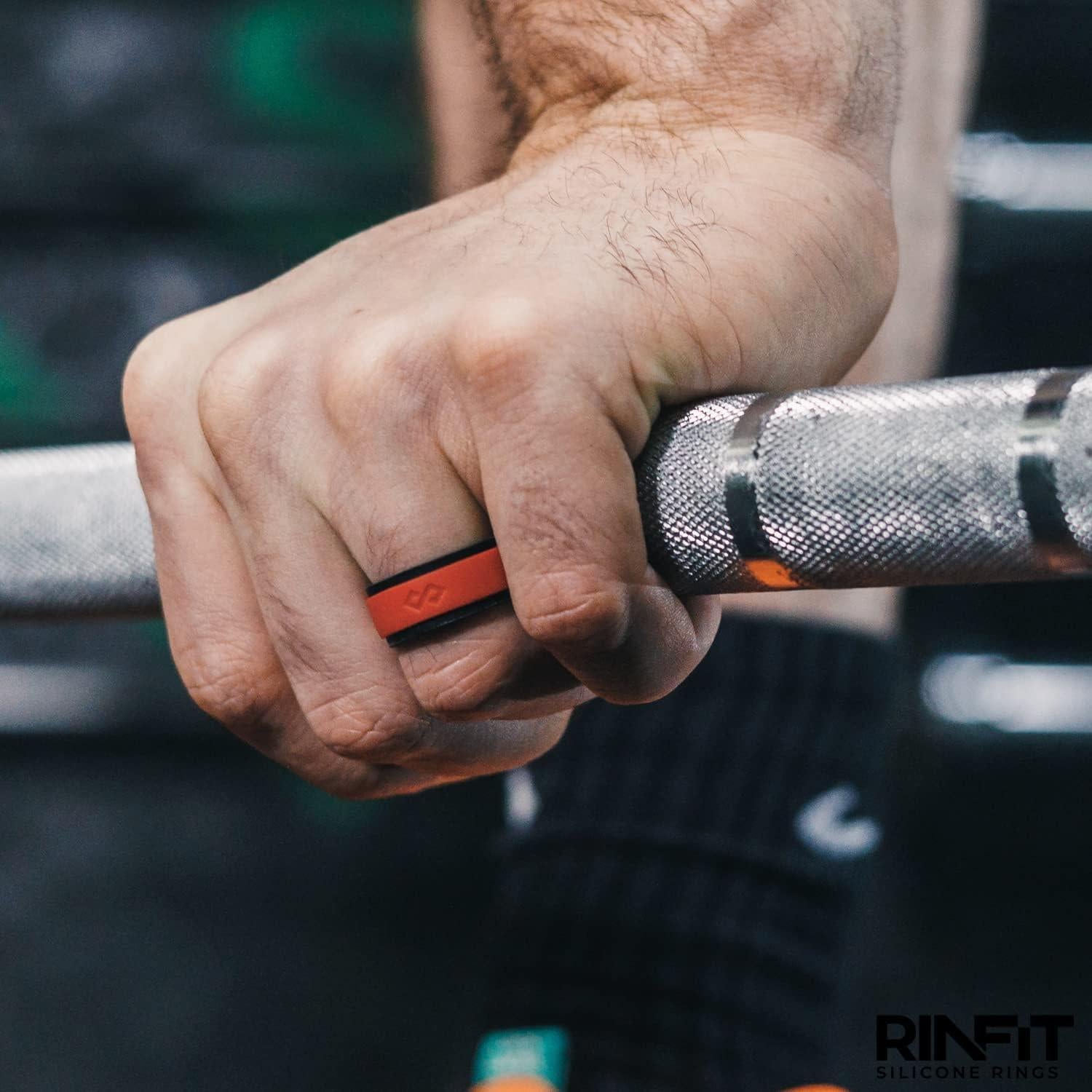 Anillo de Silicona Rinfit para Hombres 9mm Negro y Rojo