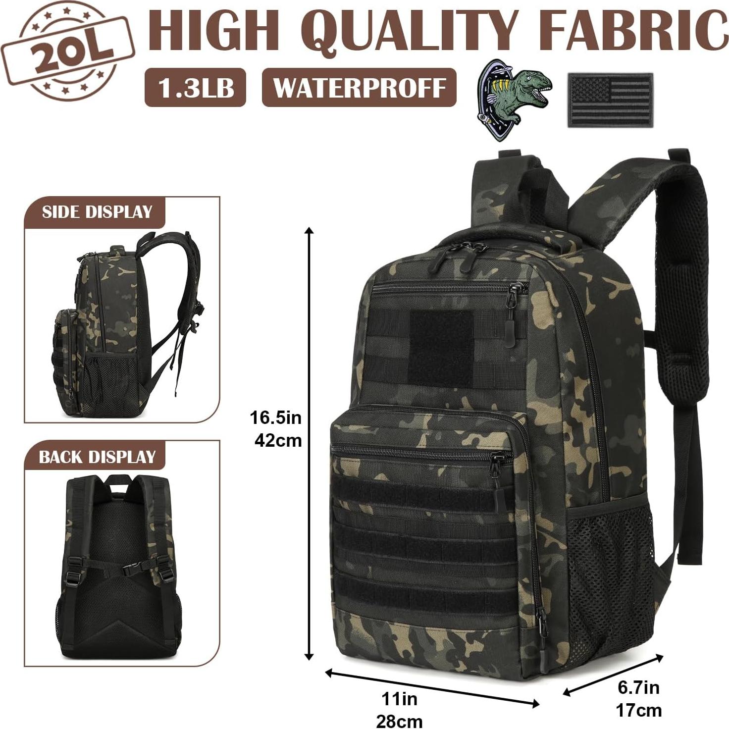 Mochila Táctica SunForMorning Niños 20L Camuflaje Negro