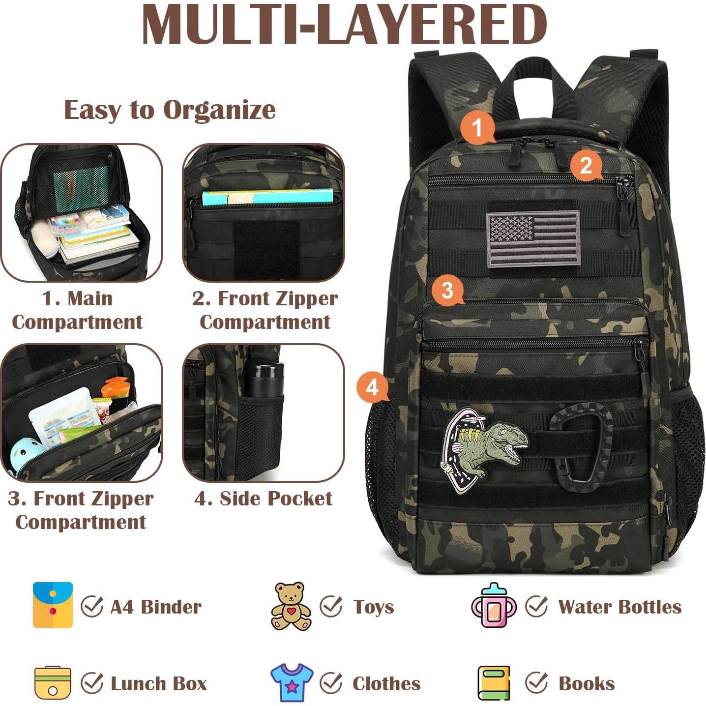 Mochila Táctica SunForMorning Niños 20L Camuflaje Negro