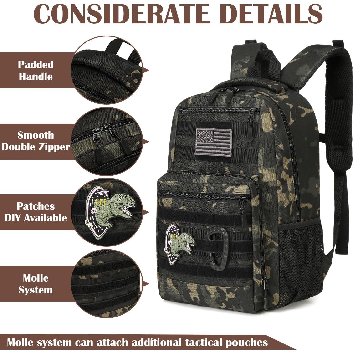 Mochila Táctica SunForMorning Niños 20L Camuflaje Negro