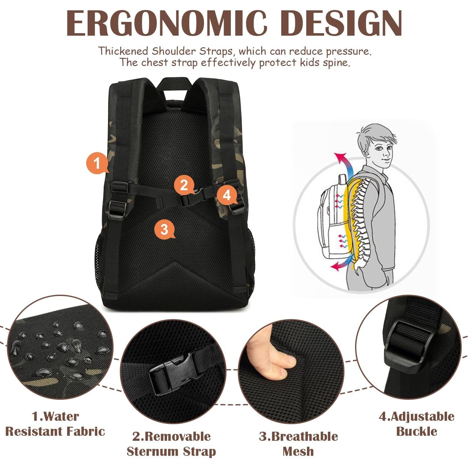 Mochila Táctica SunForMorning Niños 20L Camuflaje Negro