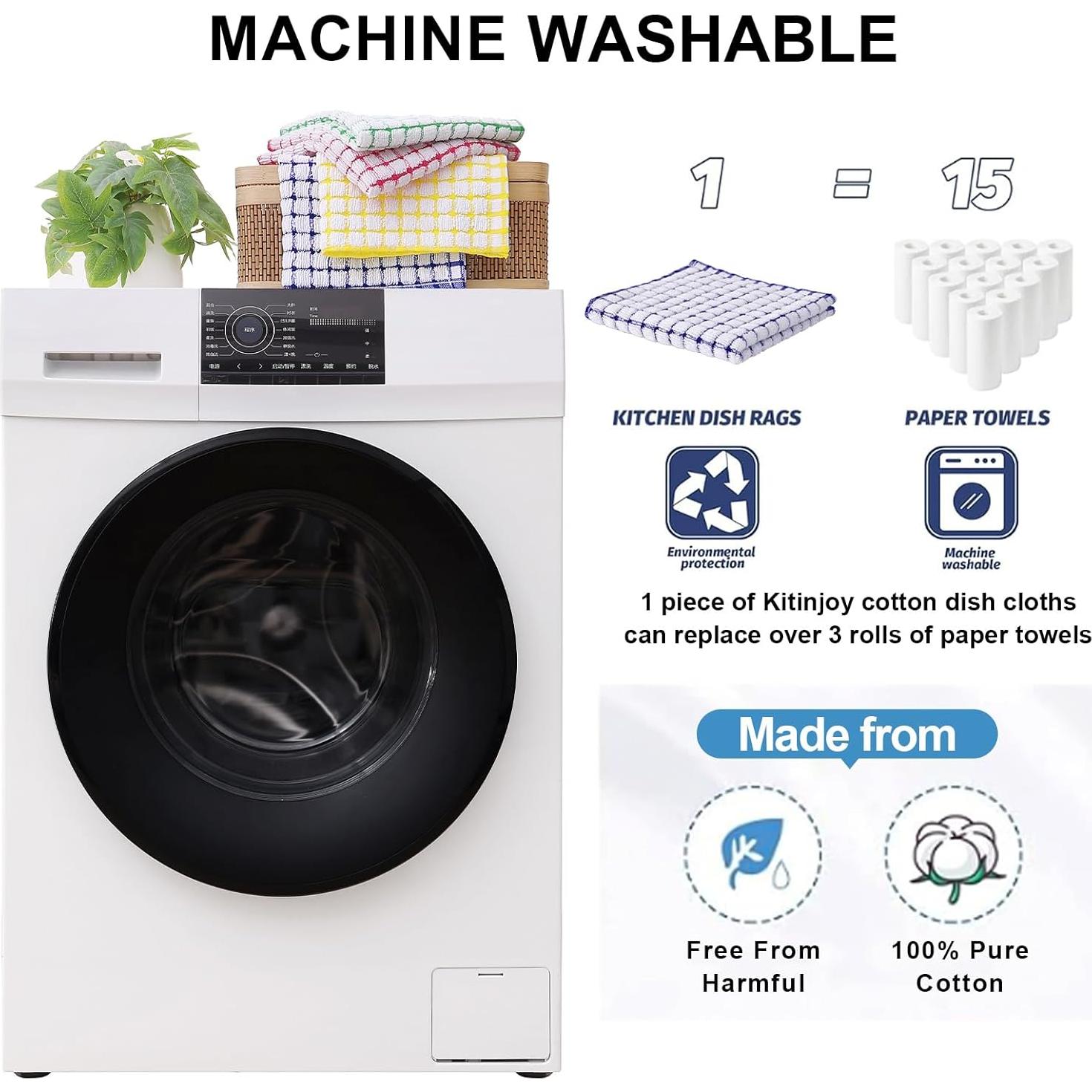 Kitinjoy Juego de 12 Toallas de Cocina de Algodón Azul 40x63 cm