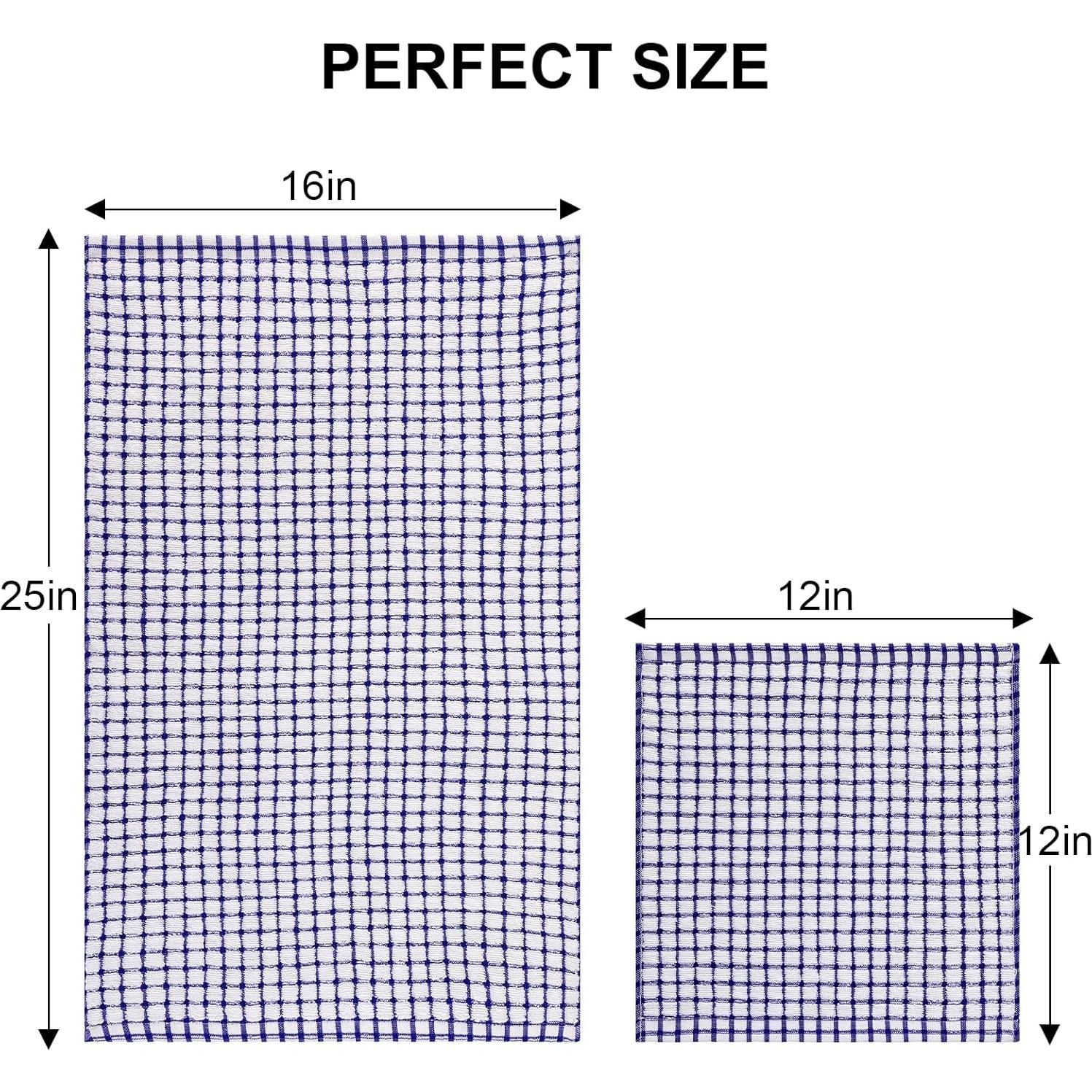 Kitinjoy Juego de 12 Toallas de Cocina de Algodón Azul 40x63 cm