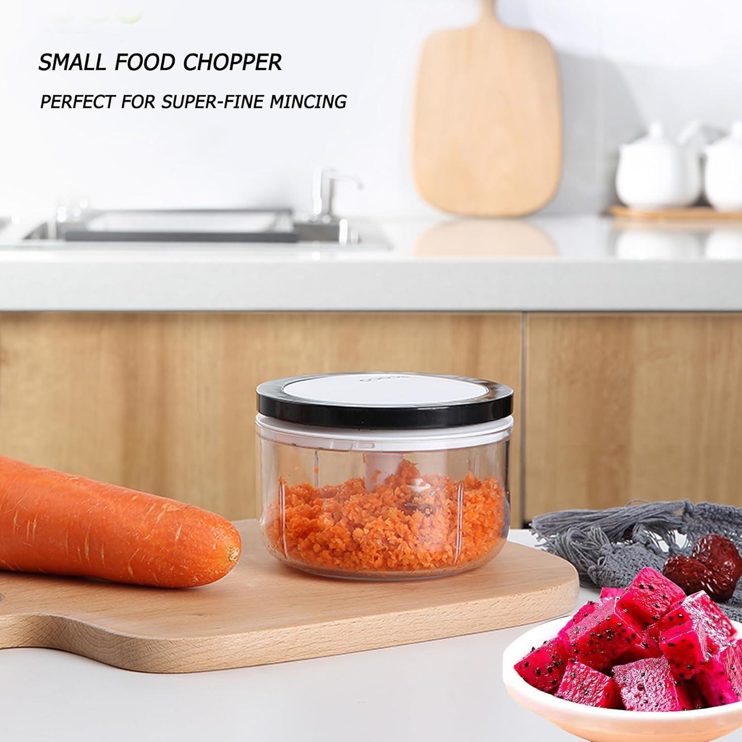 Manual Food Chopper Vegetable Chopper, ZWCEGND 550ML Garlic Mincer Hand Pull String Onion Cutter with Big Pull Ring for Veggies, Meat, Ginger, Peppers, Fruits, Nuts, Herbs, etc