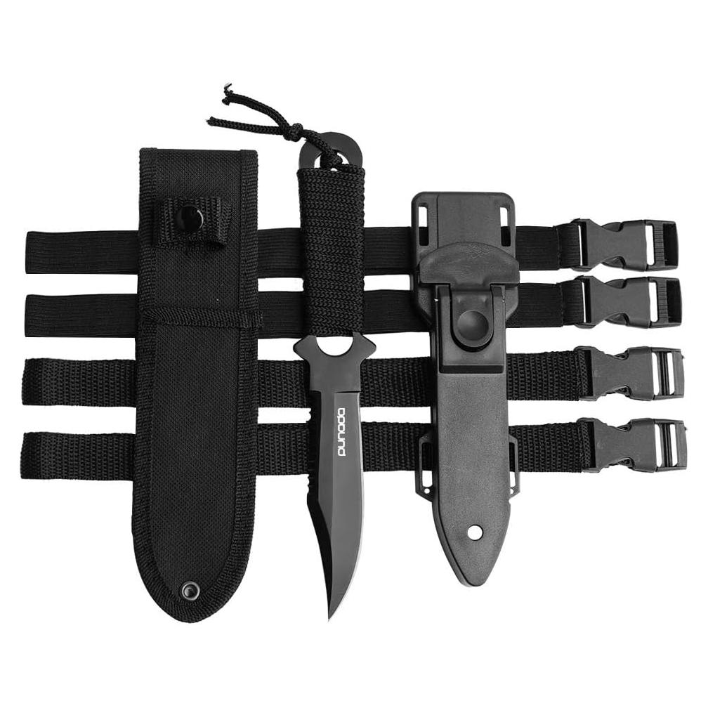 Cuchillo de Buceo Punada Negro con Funda y Correajes