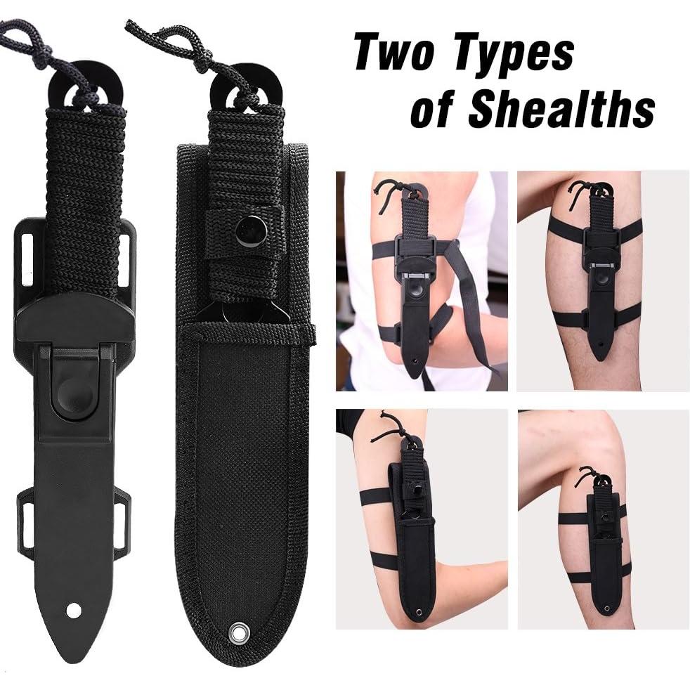 Cuchillo de Buceo Punada Negro con Funda y Correajes