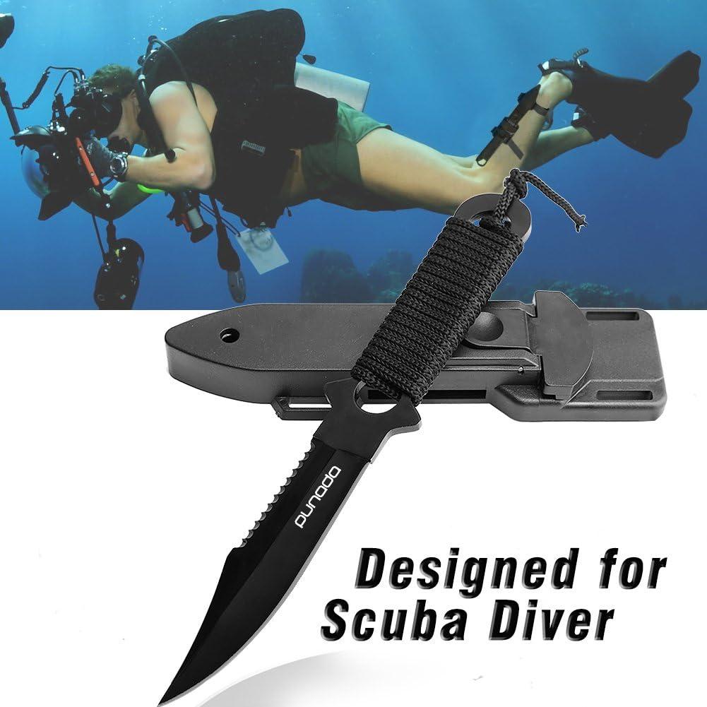 Cuchillo de Buceo Punada Negro con Funda y Correajes