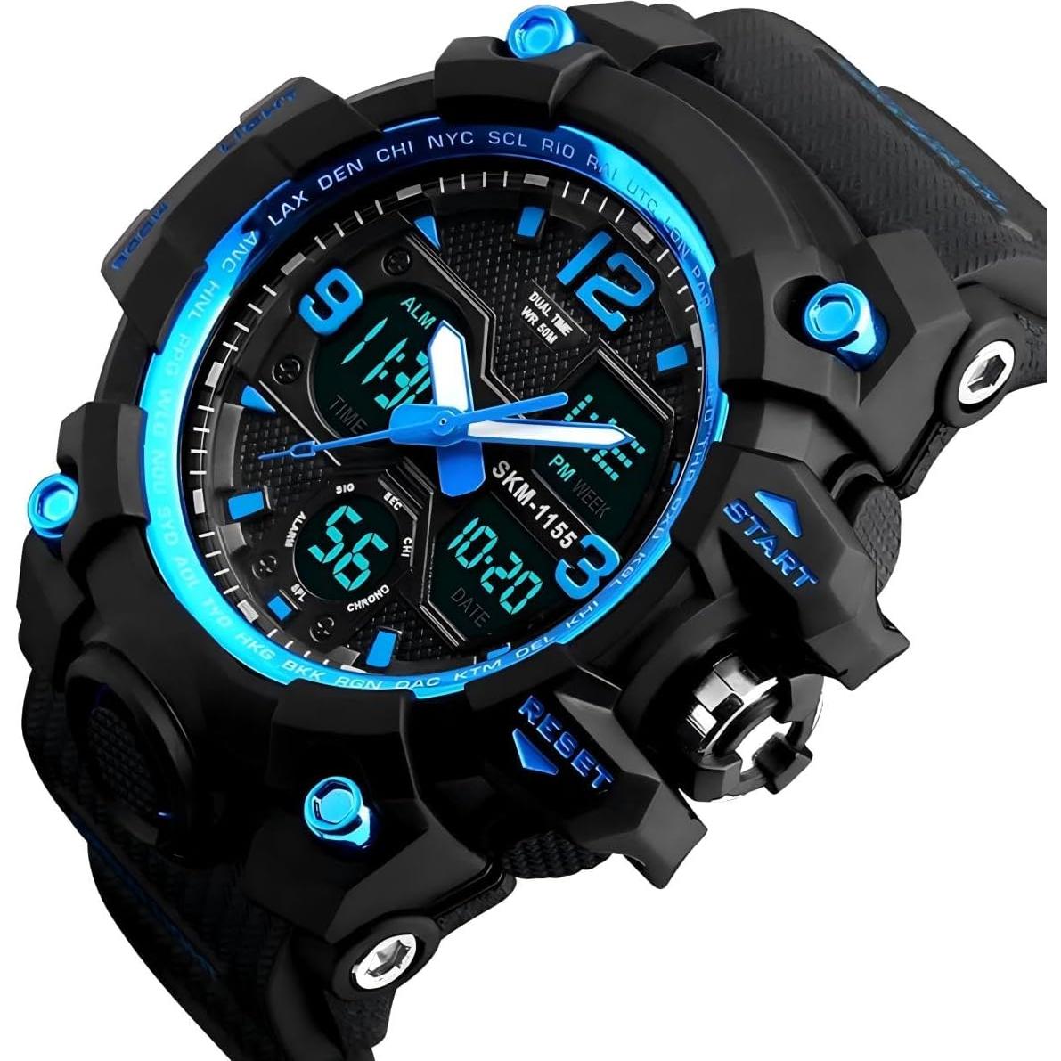 Reloj Deportivo Analógico LYMFHCH Doble Esfera Azul