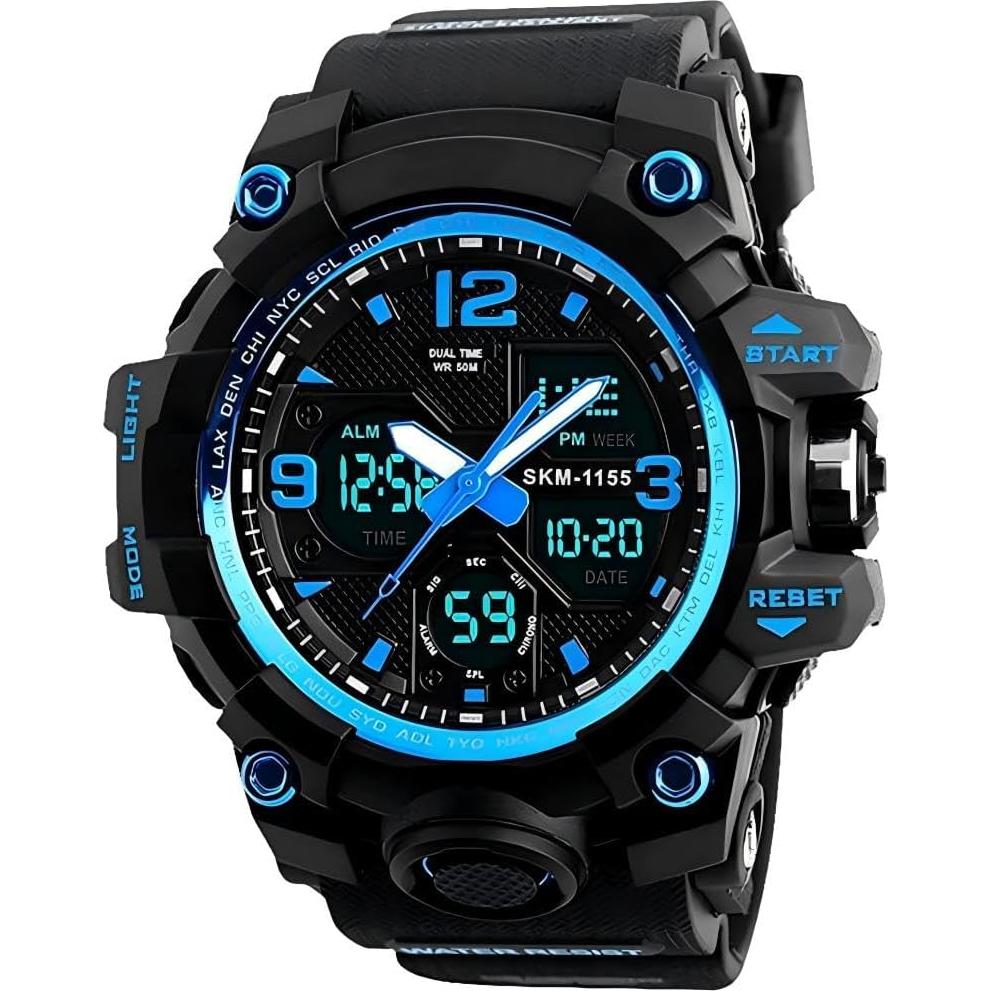 Reloj Deportivo Analógico LYMFHCH Doble Esfera Azul