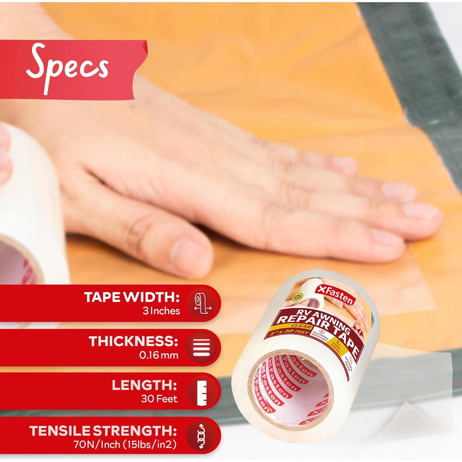 Cinta de Reparación Impermeable XFasten 7.62cm x 9.14m para Toldos