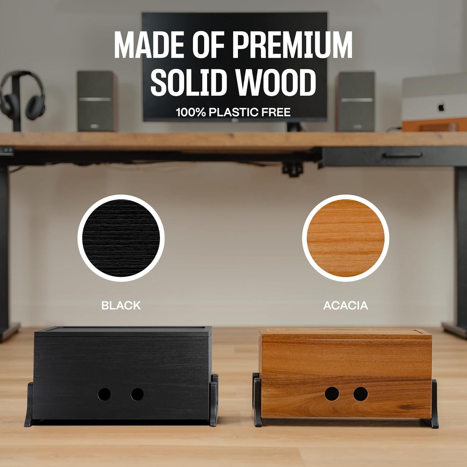 Caja de Gestión de Cables Extra Grande COREMINDED - Madera Acacia