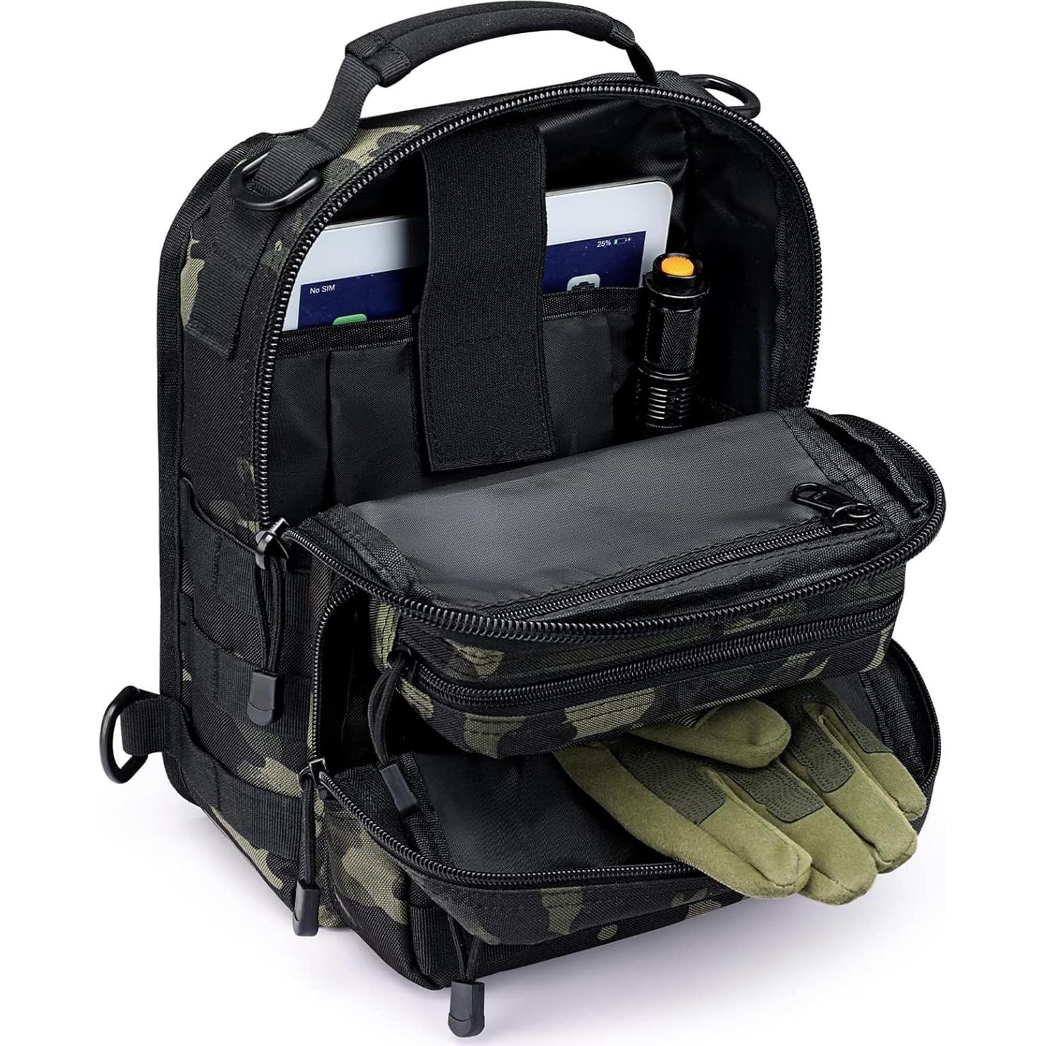 Mochila Sling Táctica G4Free EDC Pequeña Negra 31x22x15 cm