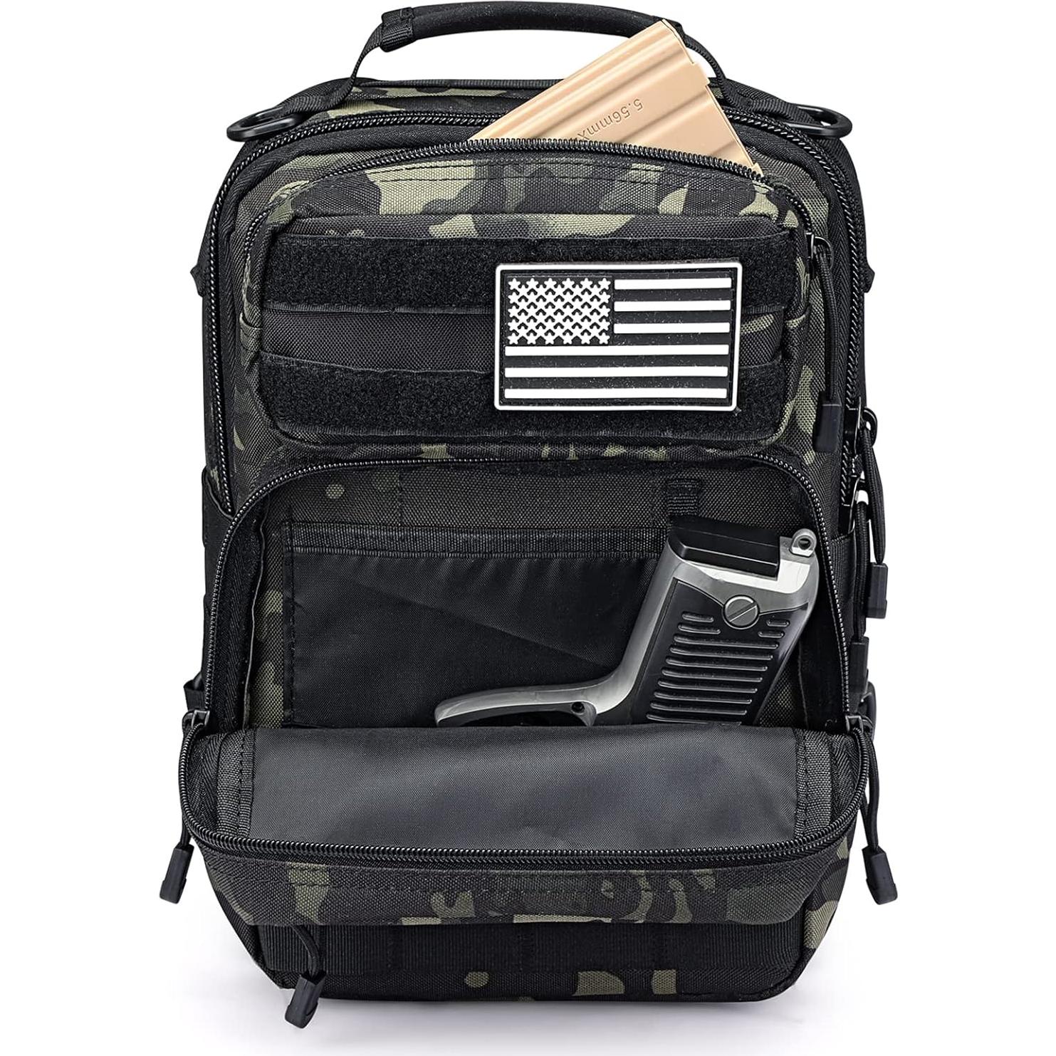 Mochila Sling Táctica G4Free EDC Pequeña Negra 31x22x15 cm